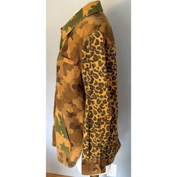 Anthropologie Pilcro Camo Leopard Jacket Sz XLP Utility Shacket Streetwear Style - Picture 7 of 15